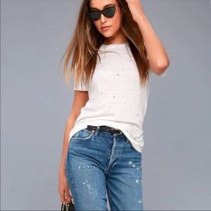 Lulus Distressed White Tee
